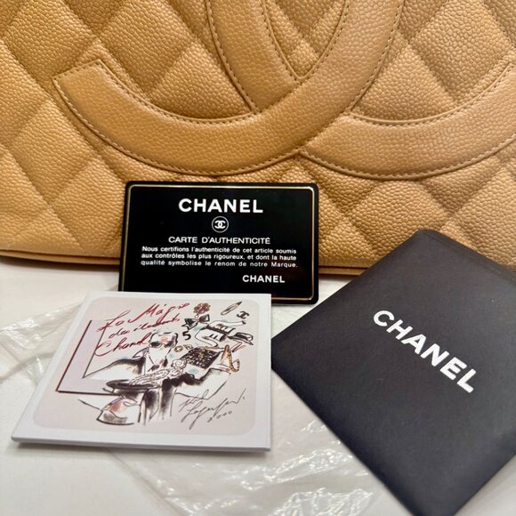 Authentic Chanel Caviar Quilted Medallion Tote Bag Tan - Picture 3 of 13
